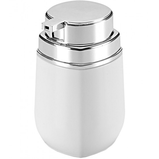 Porta Sabonete Liquido Branco Com Cromado